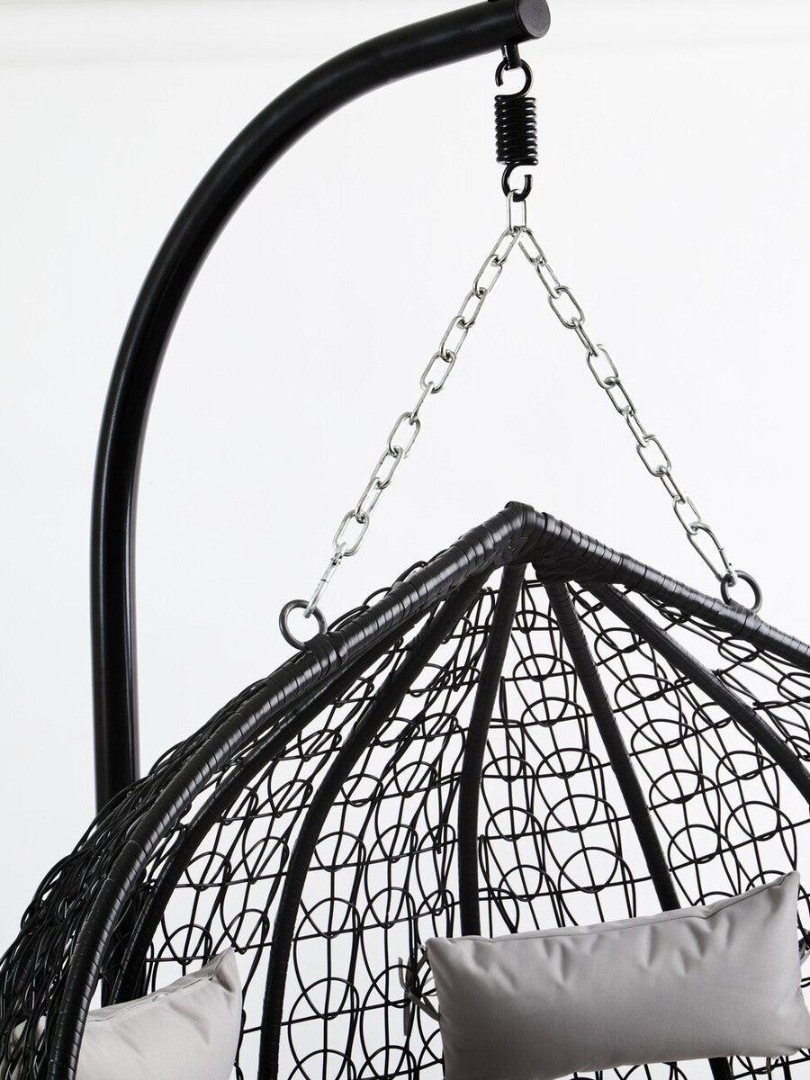 Goa Double Black Hanging Chair With Round Base