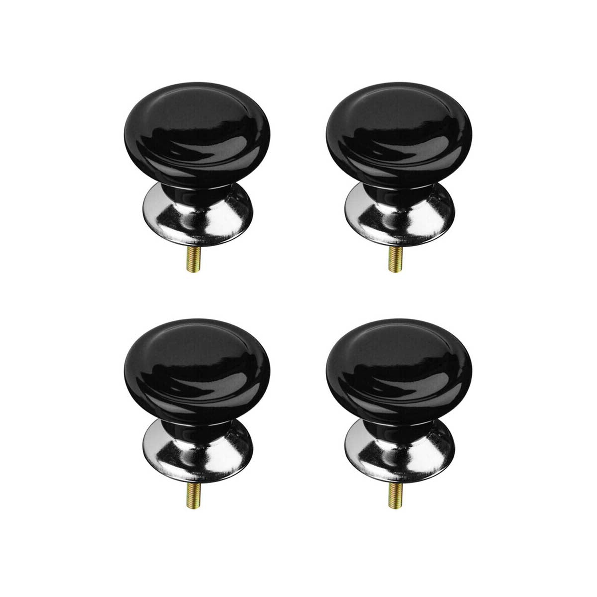 Set of 4 Classic Design Black Ceramic Drawer Knobs