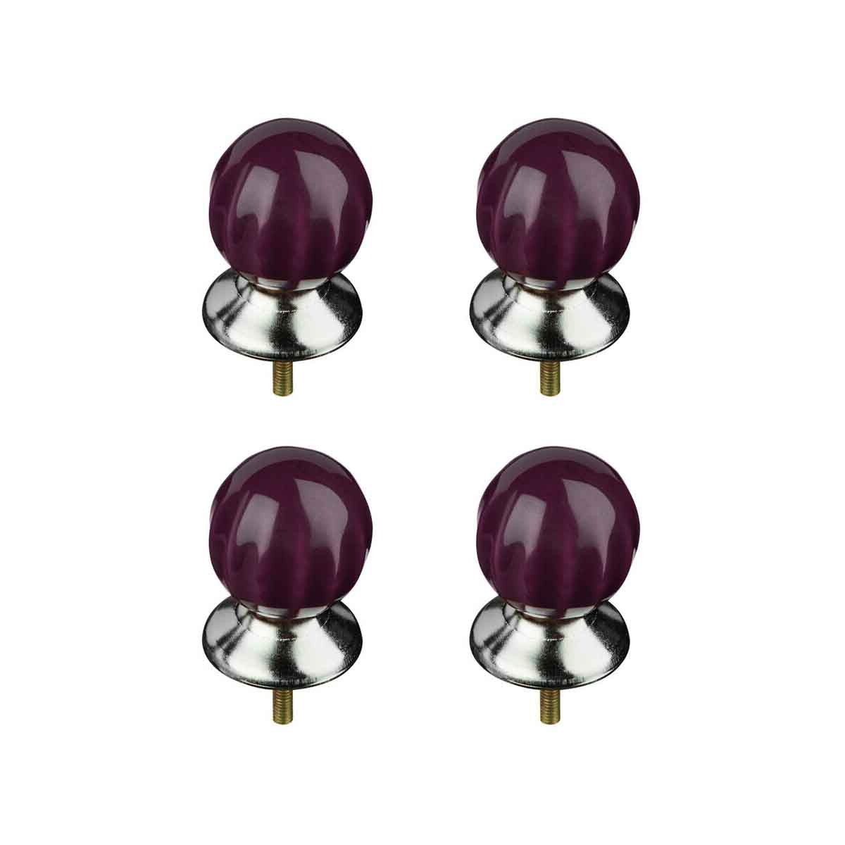 Set of 4 Retro Style Purple Drawer Knobs