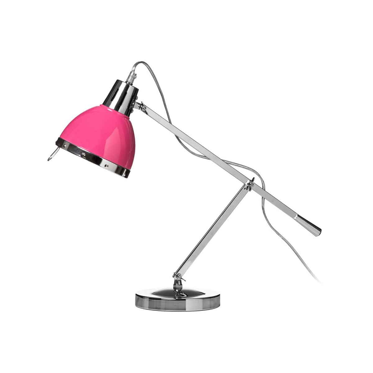 Adura Adjustable Desk Table Lamp in Pink and Chrome