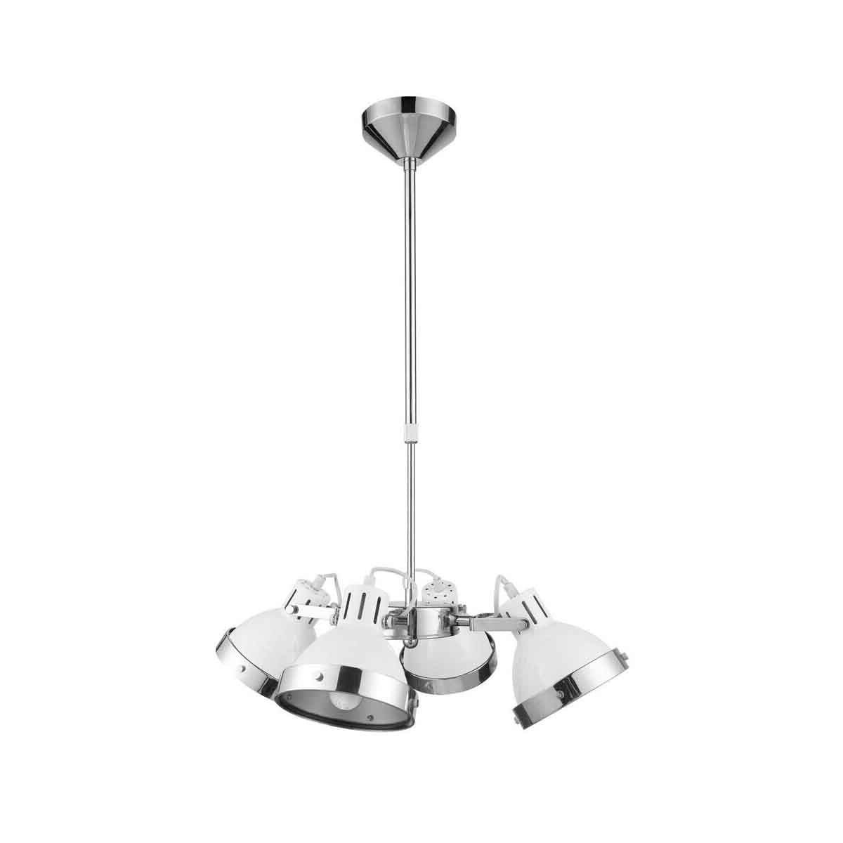 Jasper White Shade and Chrome 4 Light Pendant Light