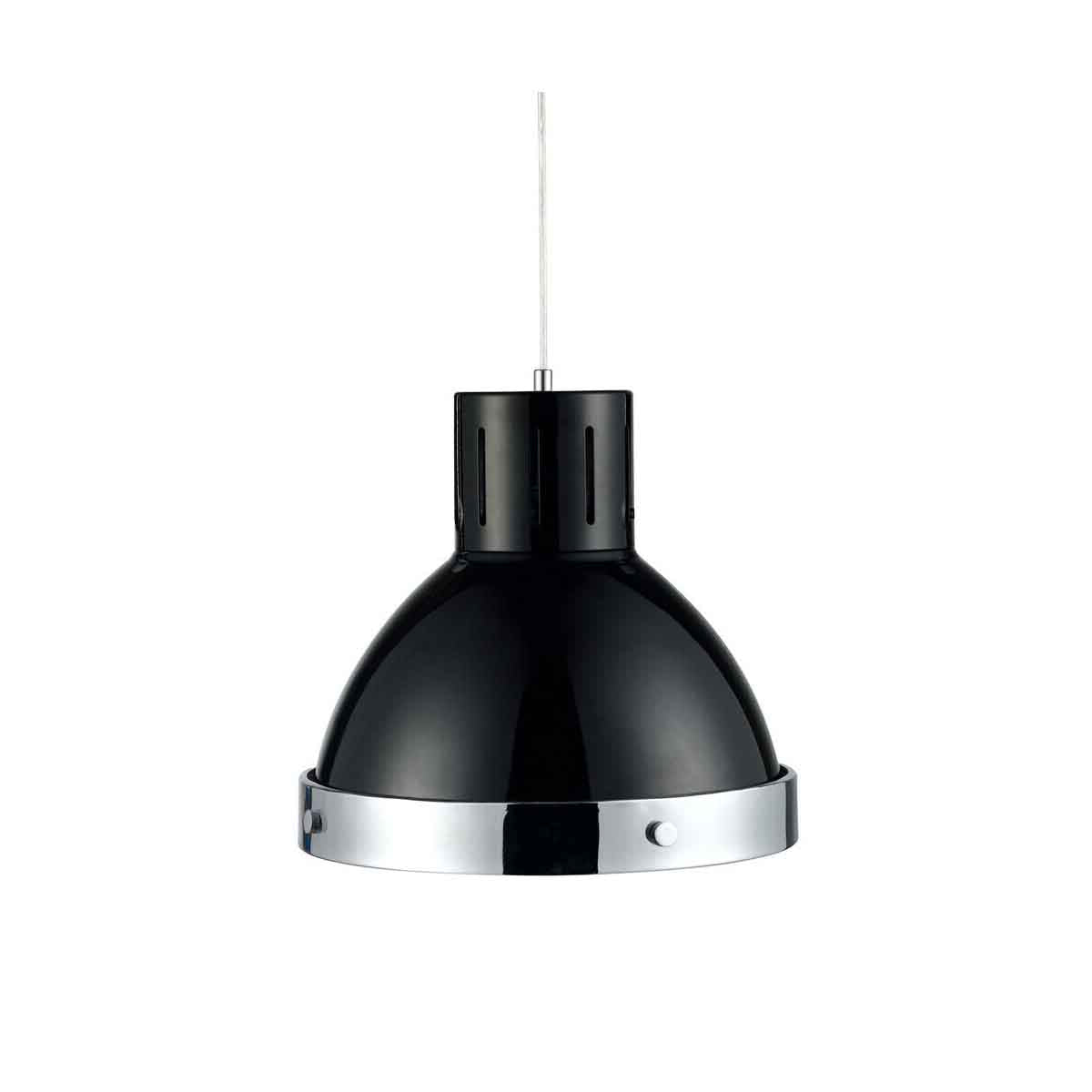 Jasper Black and Chrome Bell Shaped Pendant Light