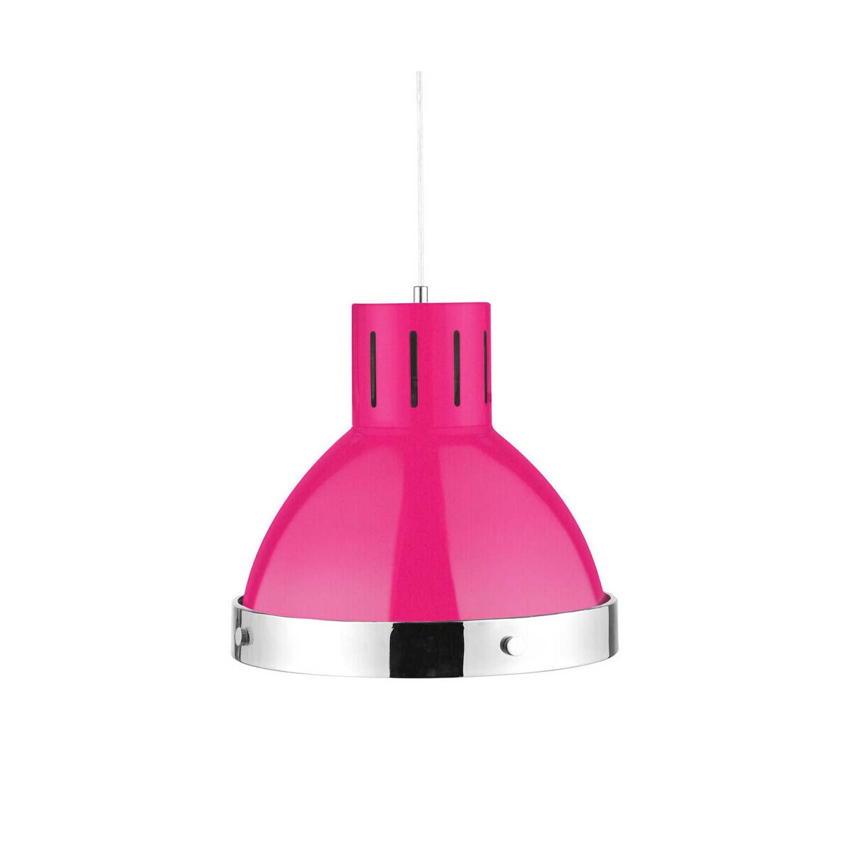 Jasper Hot Pink and Chrome Bell Shaped Pendant Light