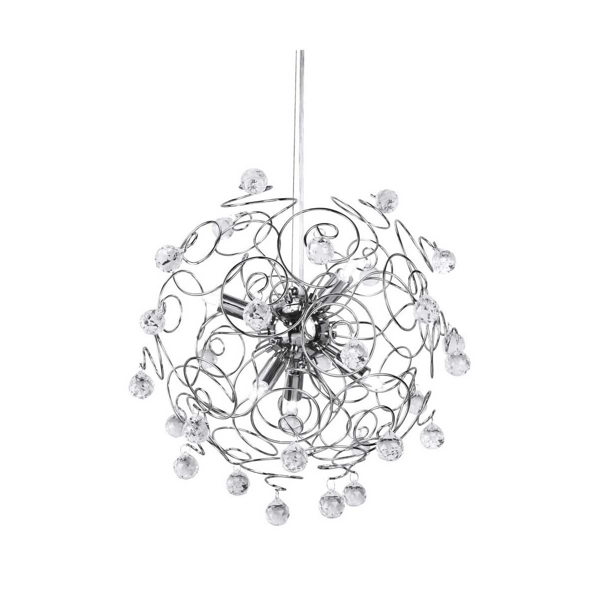 Hiram Crystal and Chrome Pendant Light
