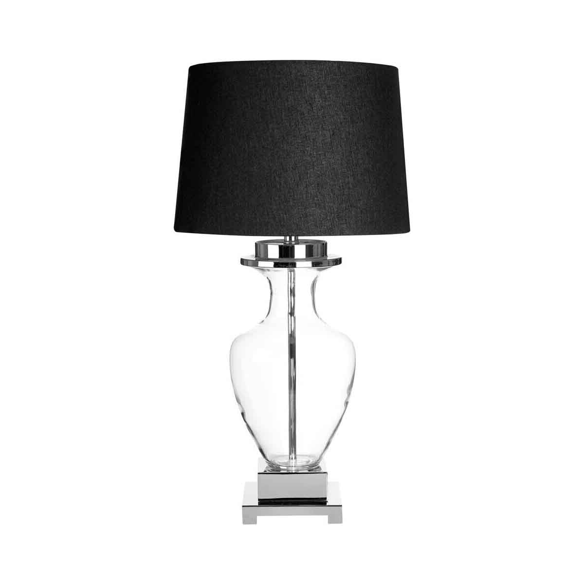 Arine Glass Table Lamp With Black Linen Shade