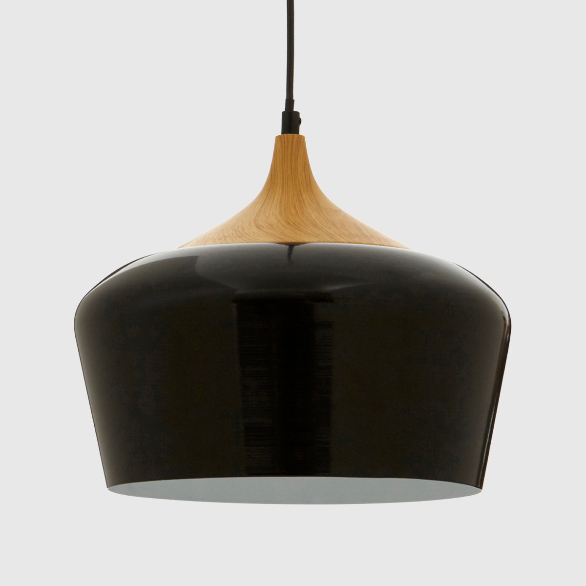 Blayne Black Metal And Wood Pendant Light