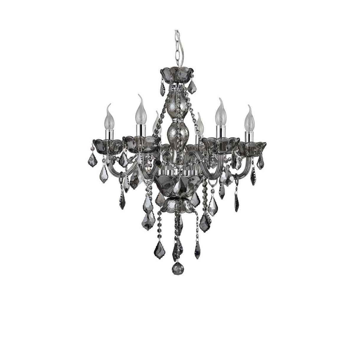 Murano Smoked Chrome And Crystal Chandelier