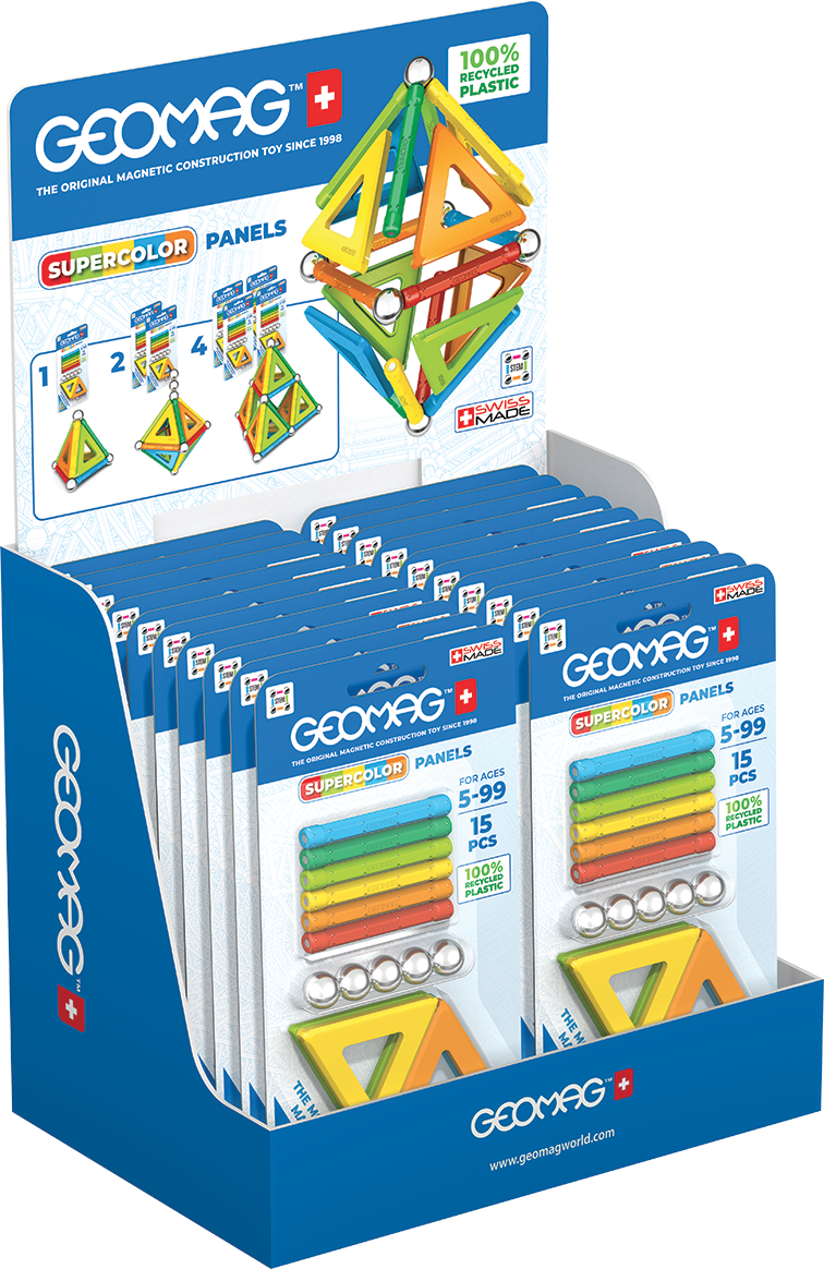 Geomag Supercolor Panels 15 Piece Packs Counter Display Unit - 20 Count