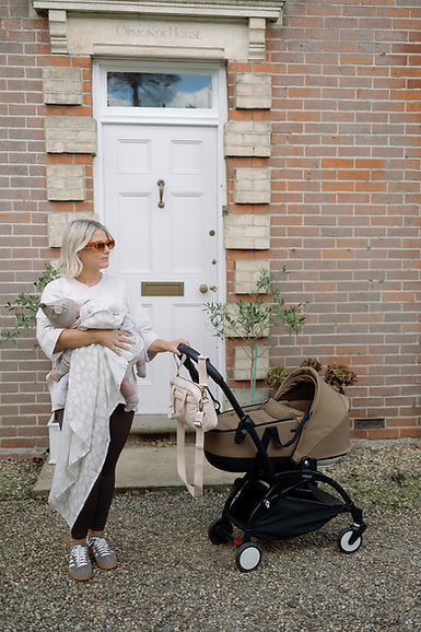 Quilted Stroller Bag - Sand/Scallop Print