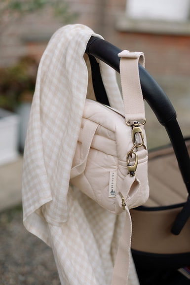 Quilted Stroller Bag - Sand/Scallop Print