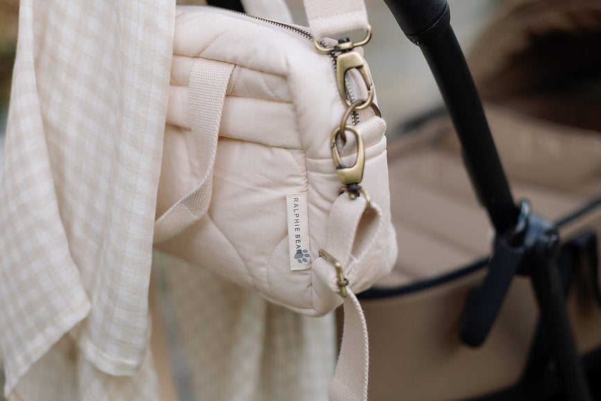 Quilted Stroller Bag - Sand/Scallop Print