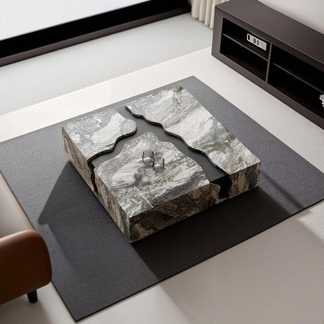 Aesop Low Coffee Table, Square Marble