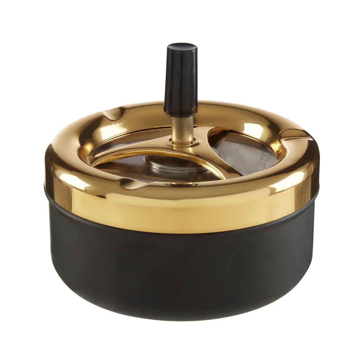 Large Gold And Matte Black Spinning Ashtray