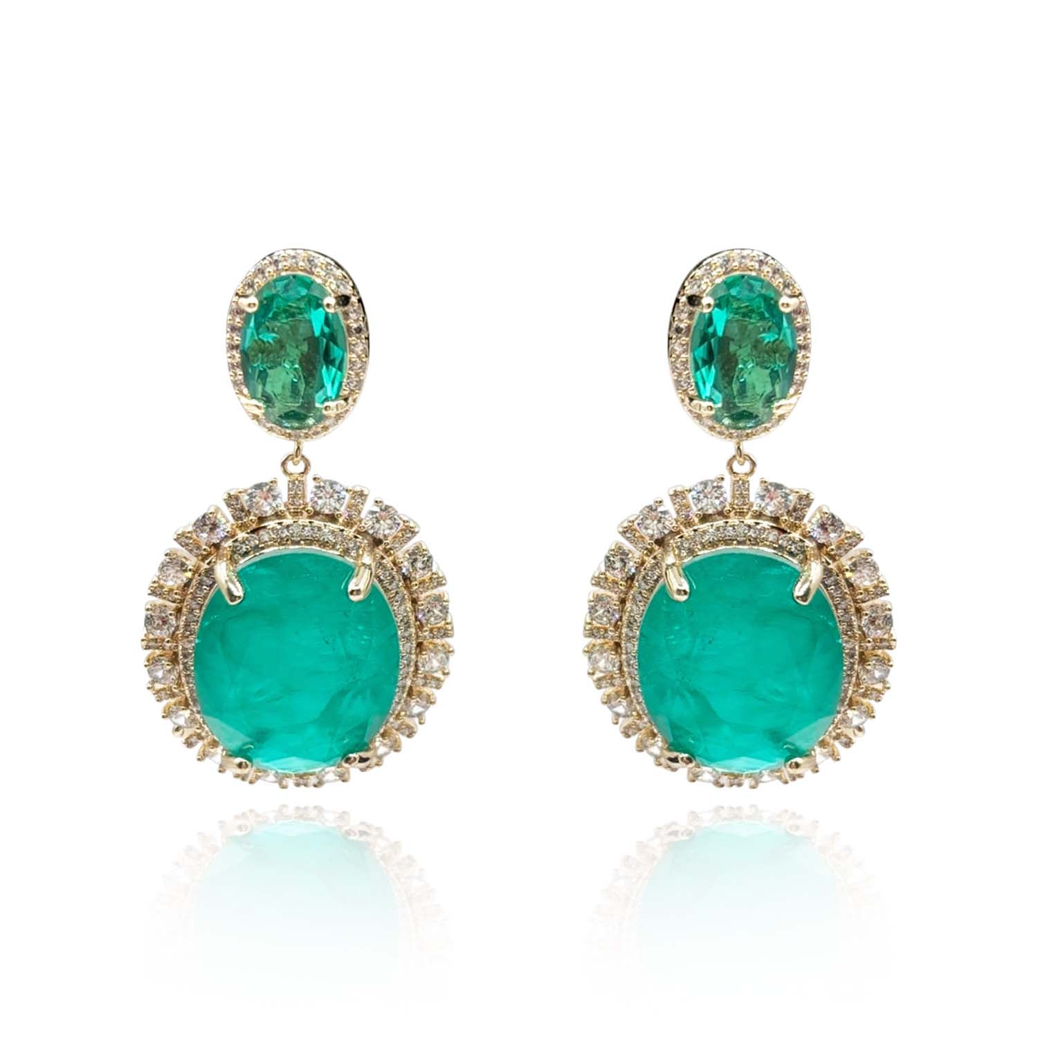 Gemma Flawed Emerald Clip Drop Earrings