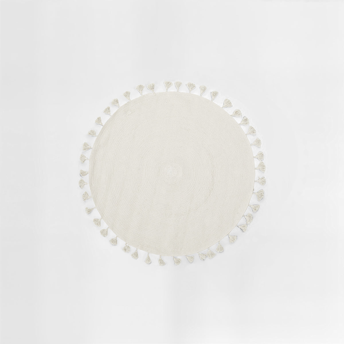 Kids Cream Round Rug with Tassels