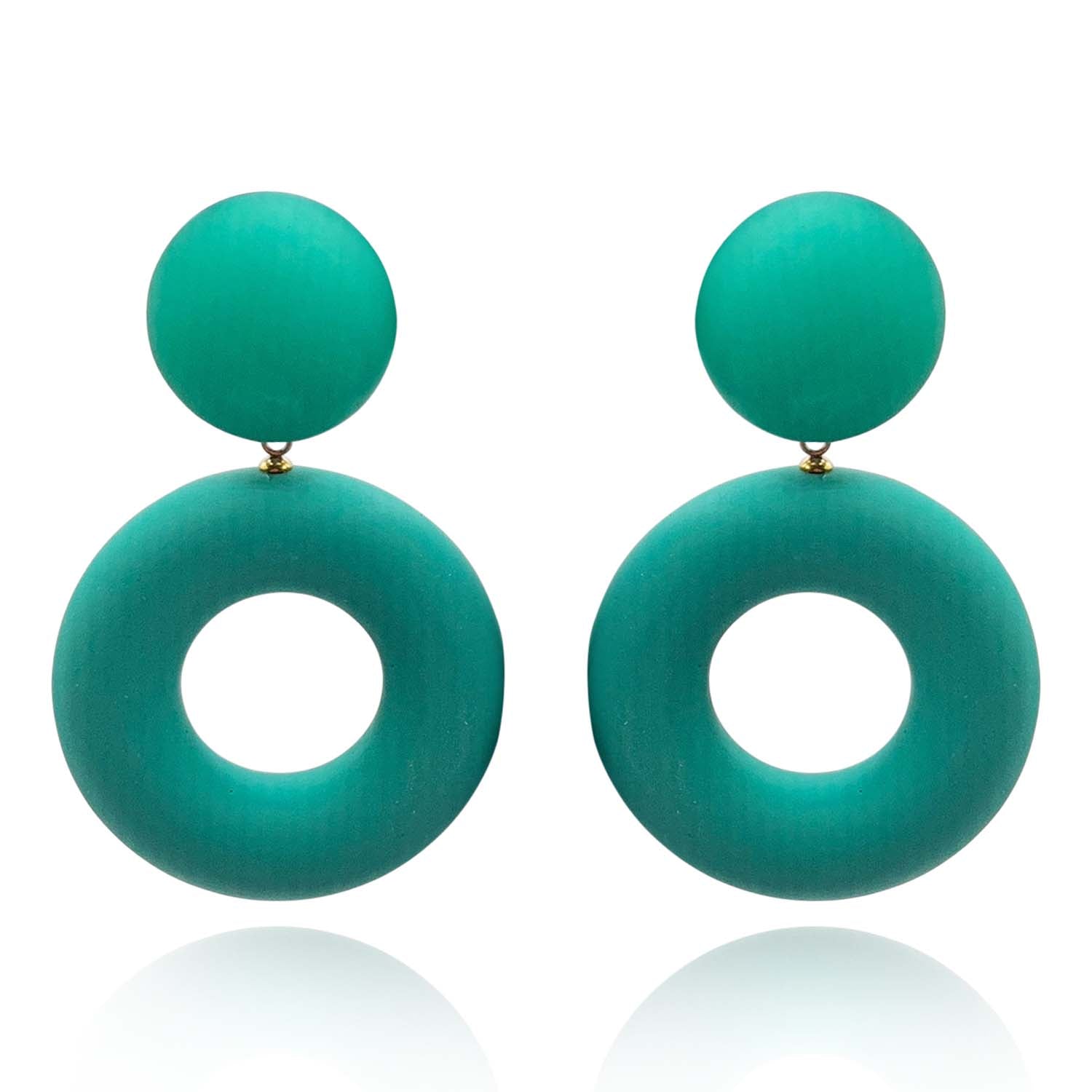 Lucia Turquoise Resin And Matte Rubber Clip Drop Earrings