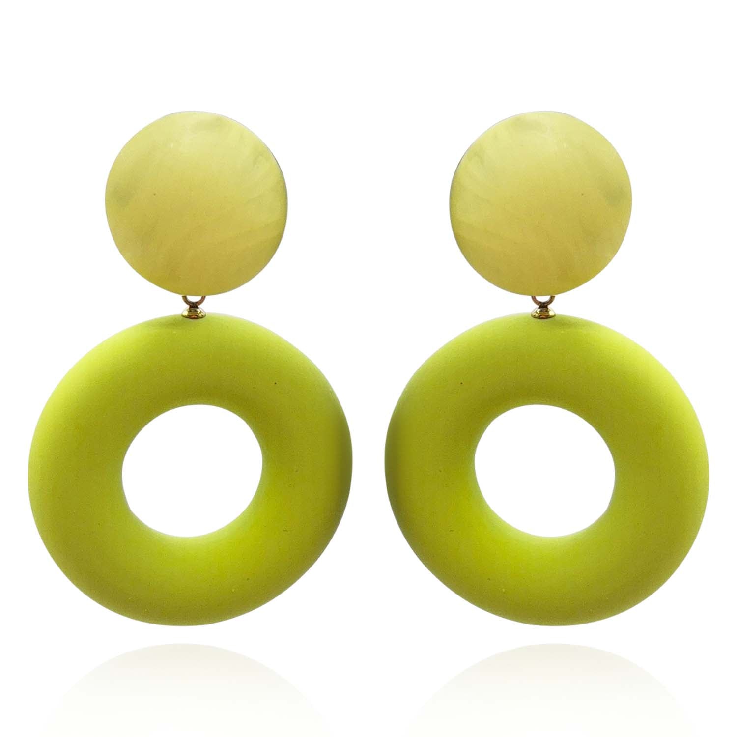 Lucia Chatreuse Resin And Matte Rubber Clip Drop Earrings