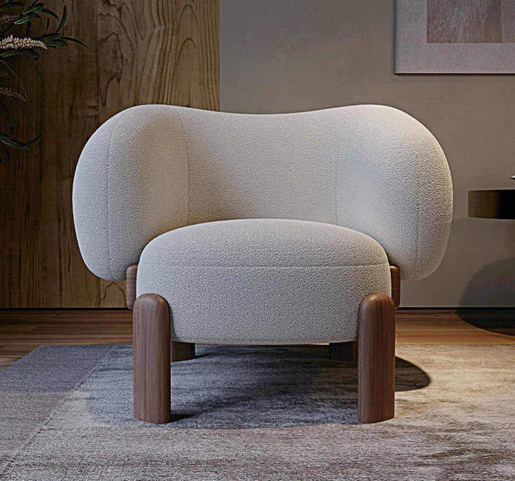 Thelonious Boucle Armchair, White Armchair