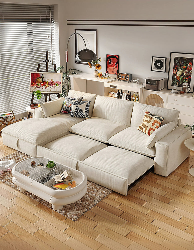 Acosta Corner Sofa Bed With Storage, Suede