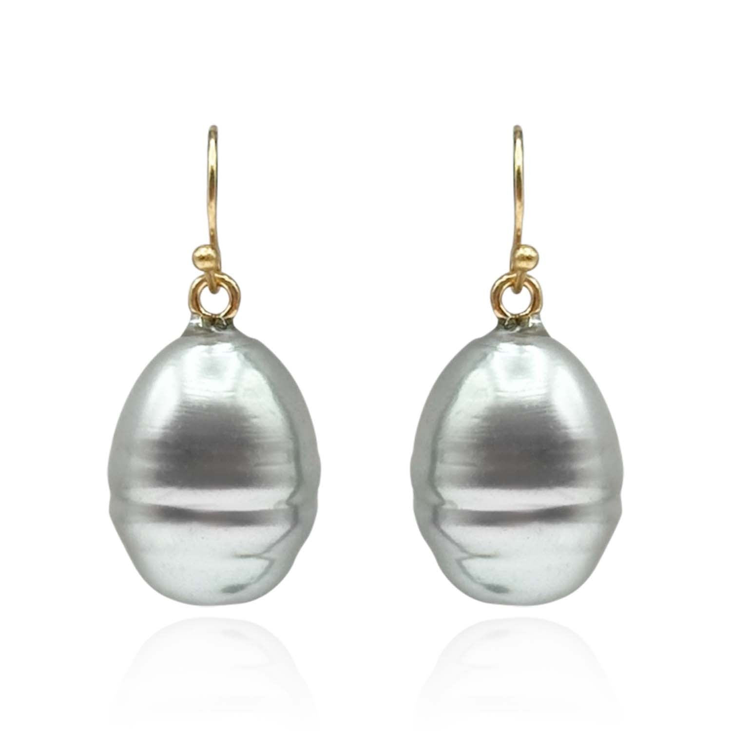 Marcella Grey Baroque Glass Pearl Drop