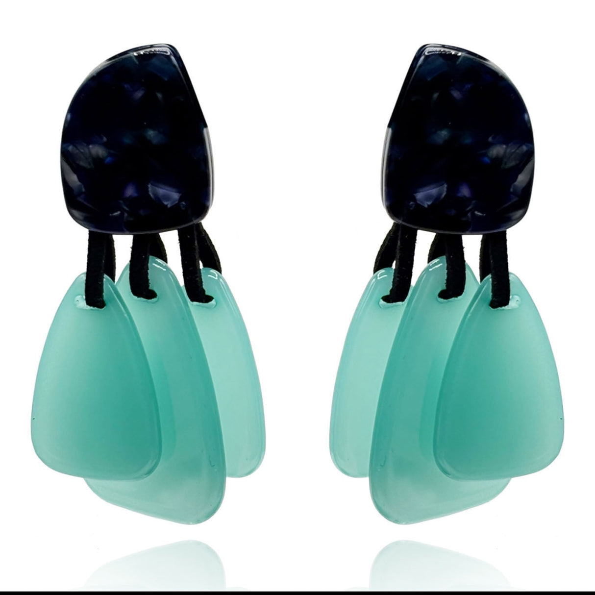 PATRIZIA LAPIS RESIN  PIERCED TOP EARRINGS WITH TURQUOISE RESIN DROPS