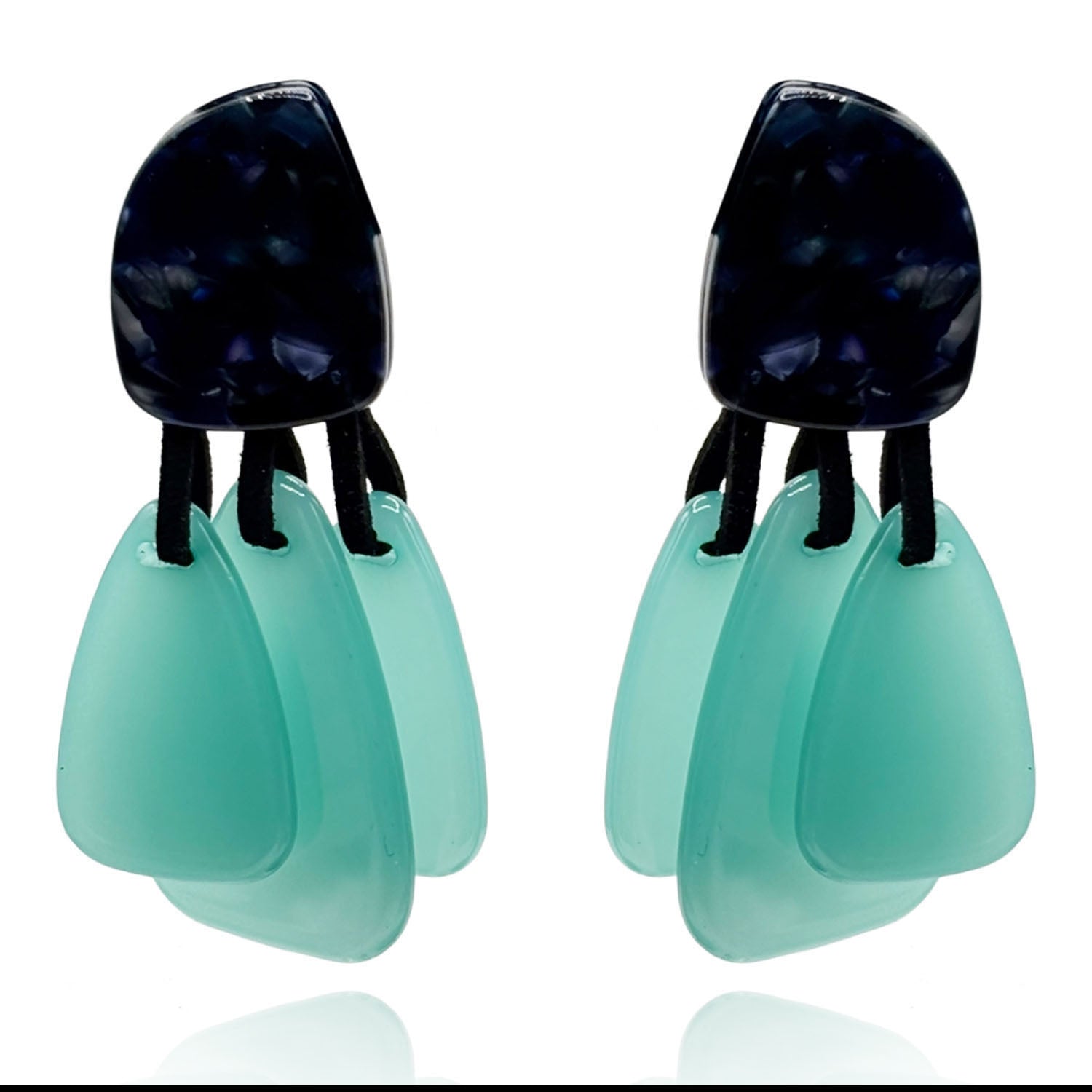 PATRIZIA LAPIS RESIN  PIERCED TOP EARRINGS WITH TURQUOISE RESIN DROPS