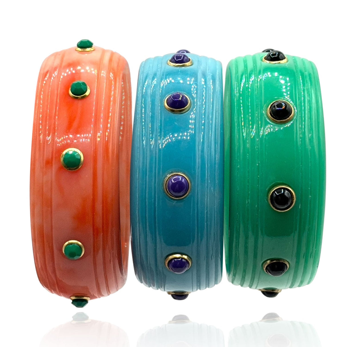 Rosa Coral and Jade Resin Bangle
