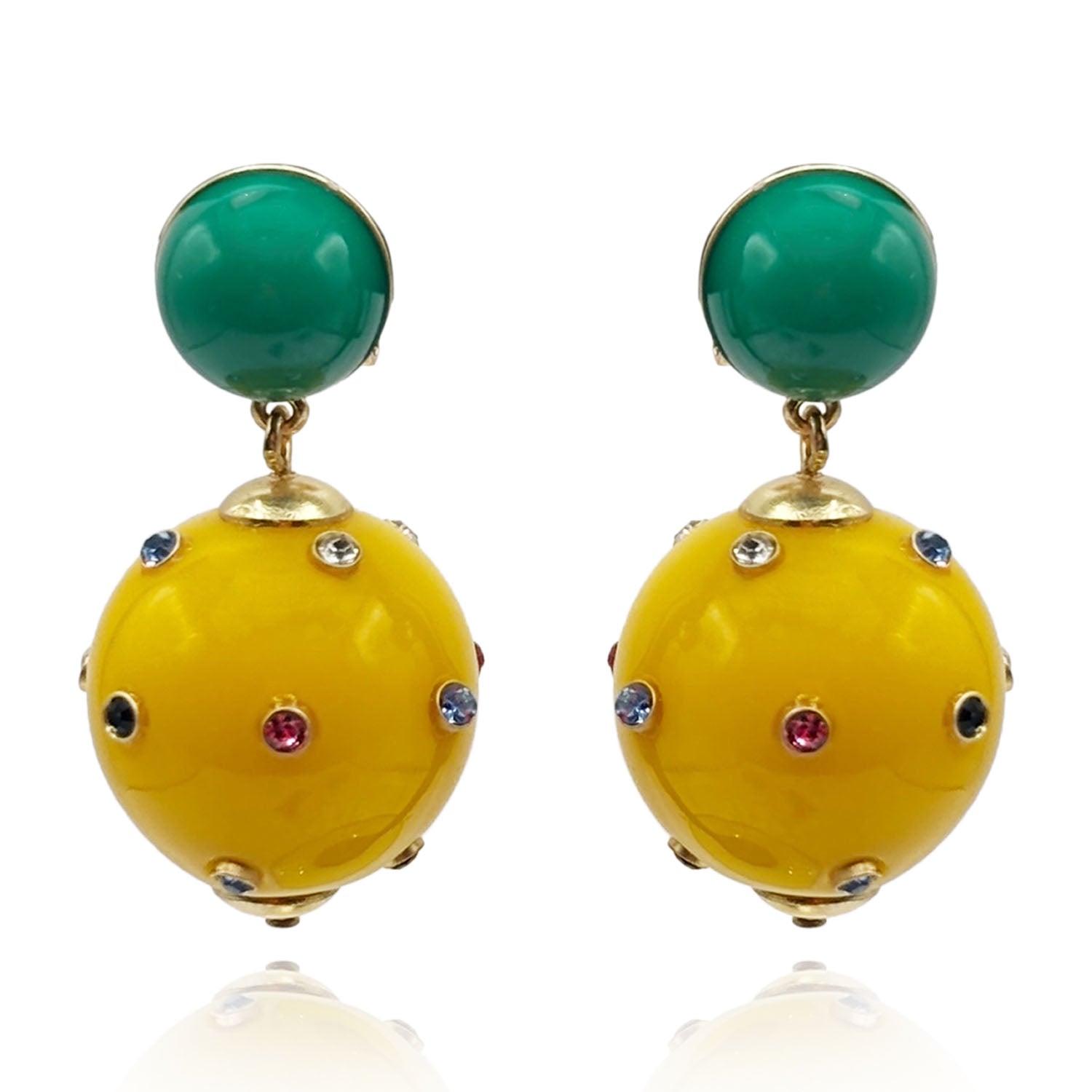 Valentina Jade and Amber Resin Studded Pierced Earrings