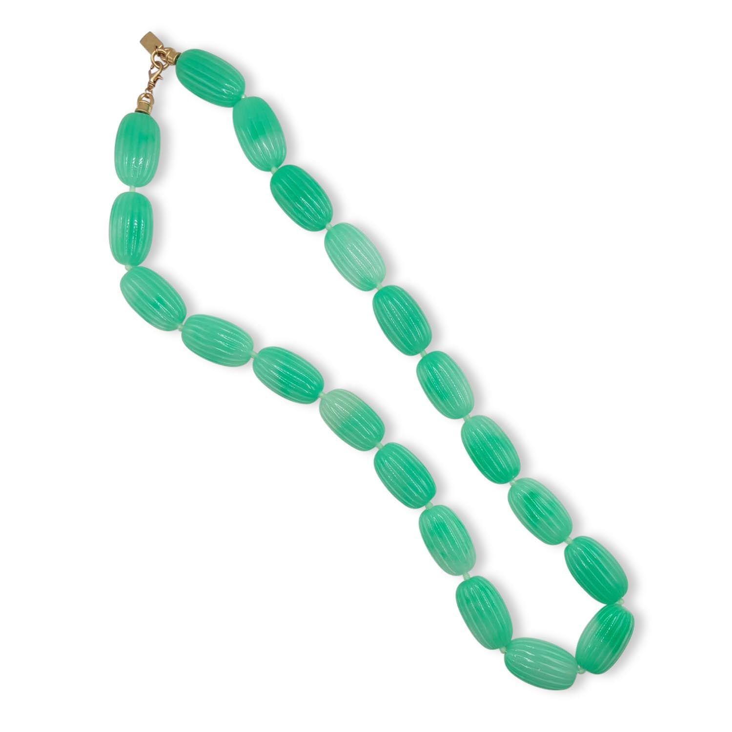 Renata Large Jade Resin Carved Bead Necklace