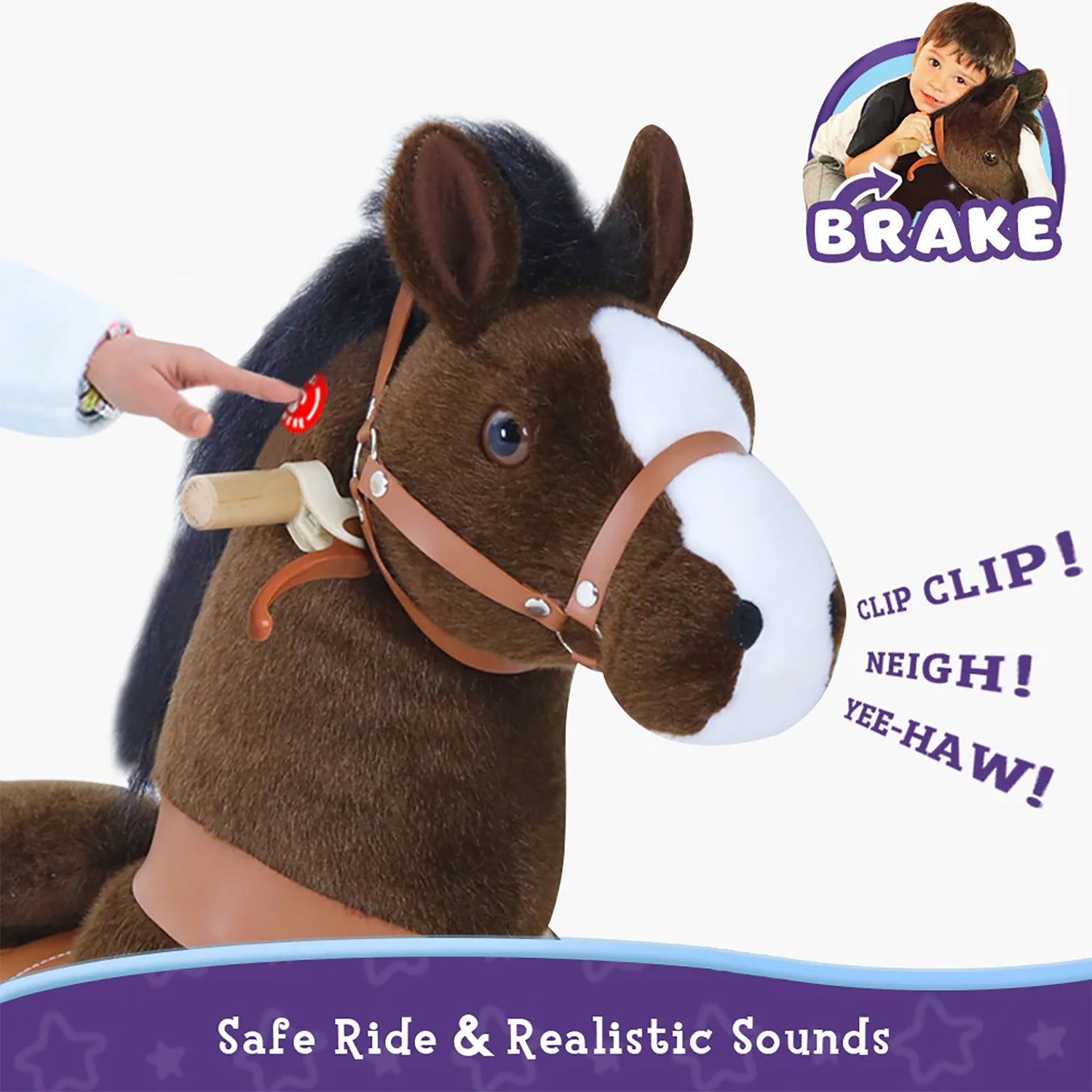 Ride-on Horse Toy Age 3-5 Chocolate(UK&EU in Stock)