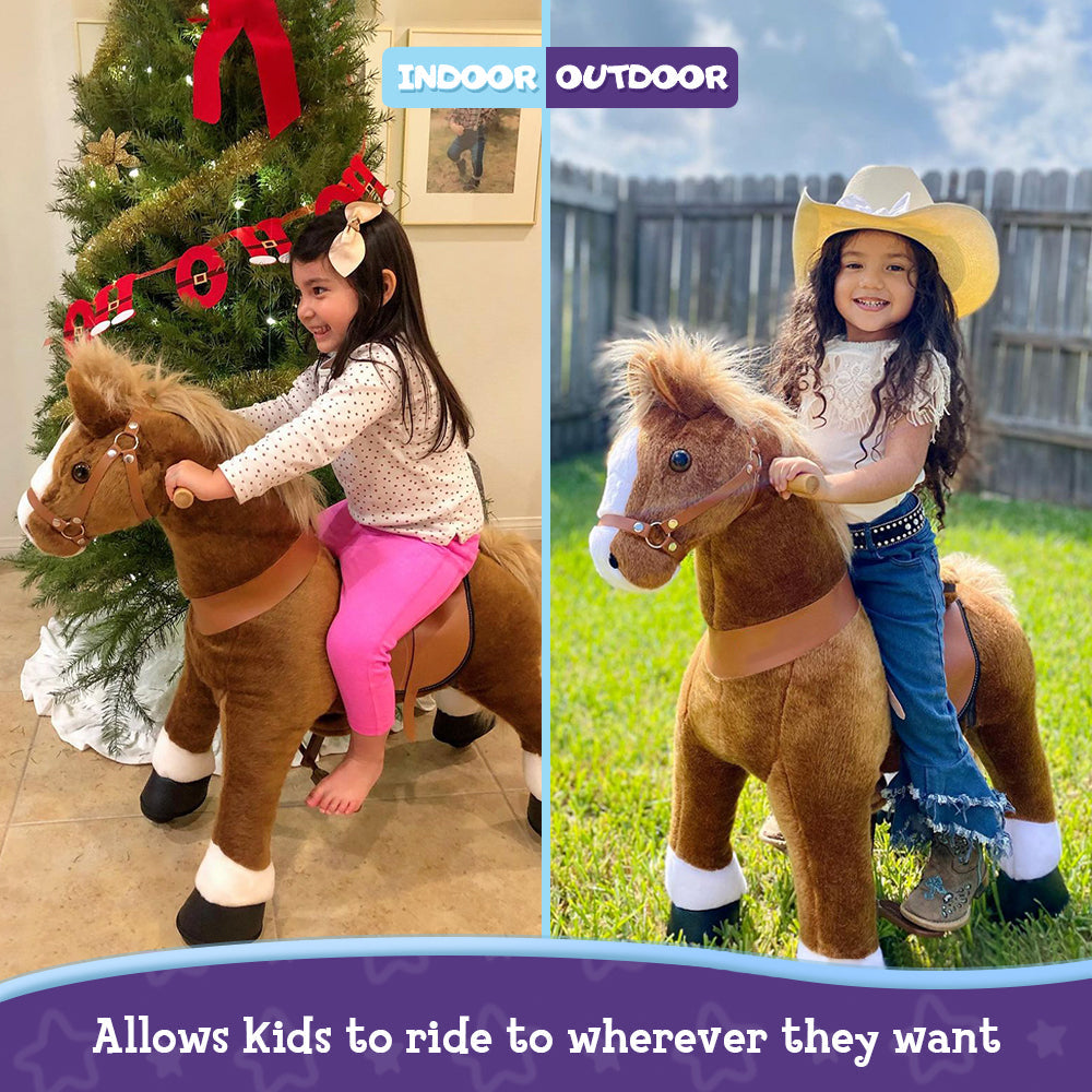 Ride-on Pony Toy Age 4-8 Brown(UK&EU in Stock)