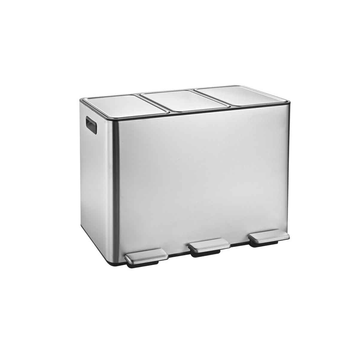 Rex 45Ltr Satin Stainless Steel Recycle Bin With 3 Compartments