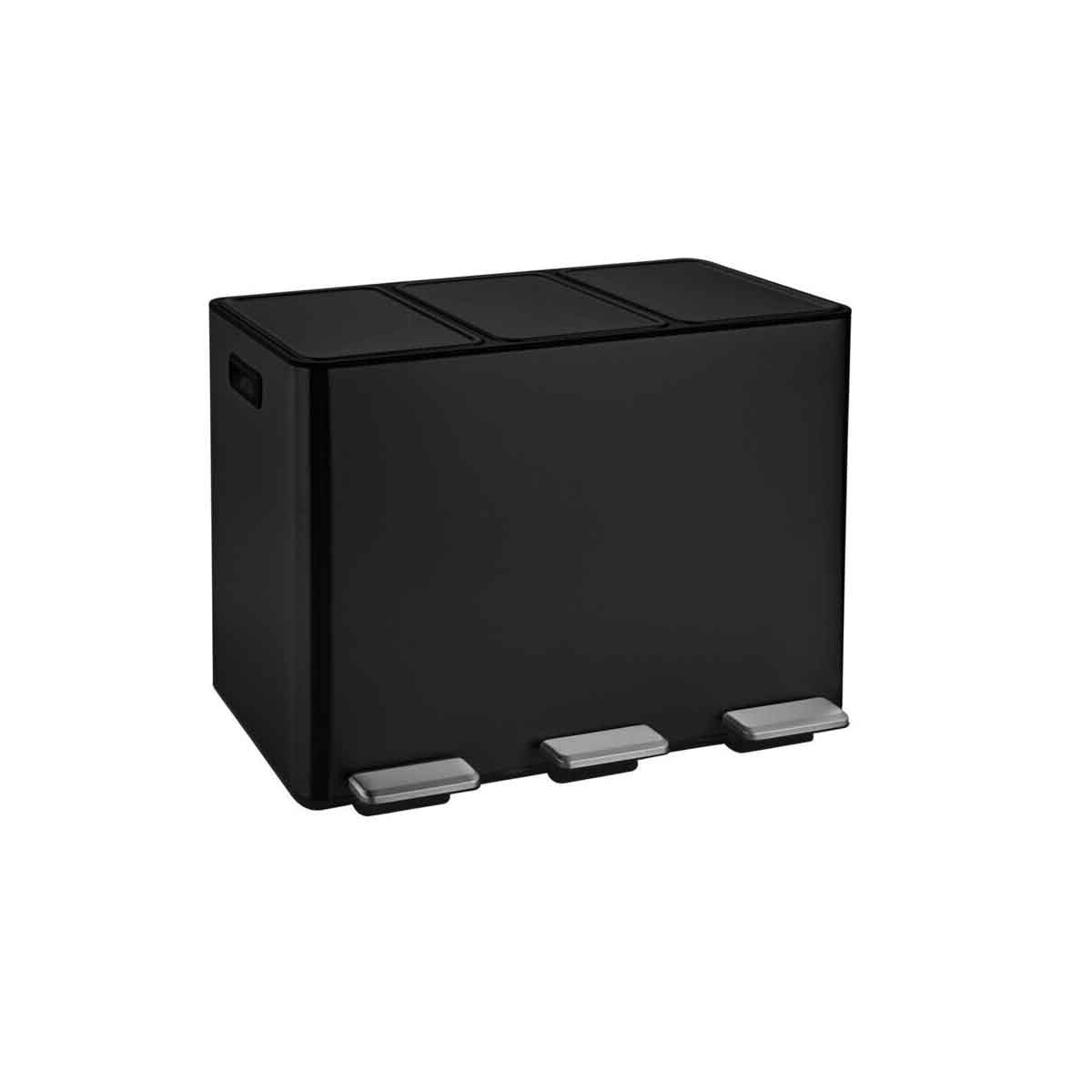 Rex 45Ltr Matt Black Recycle Bin With 3 Compartments