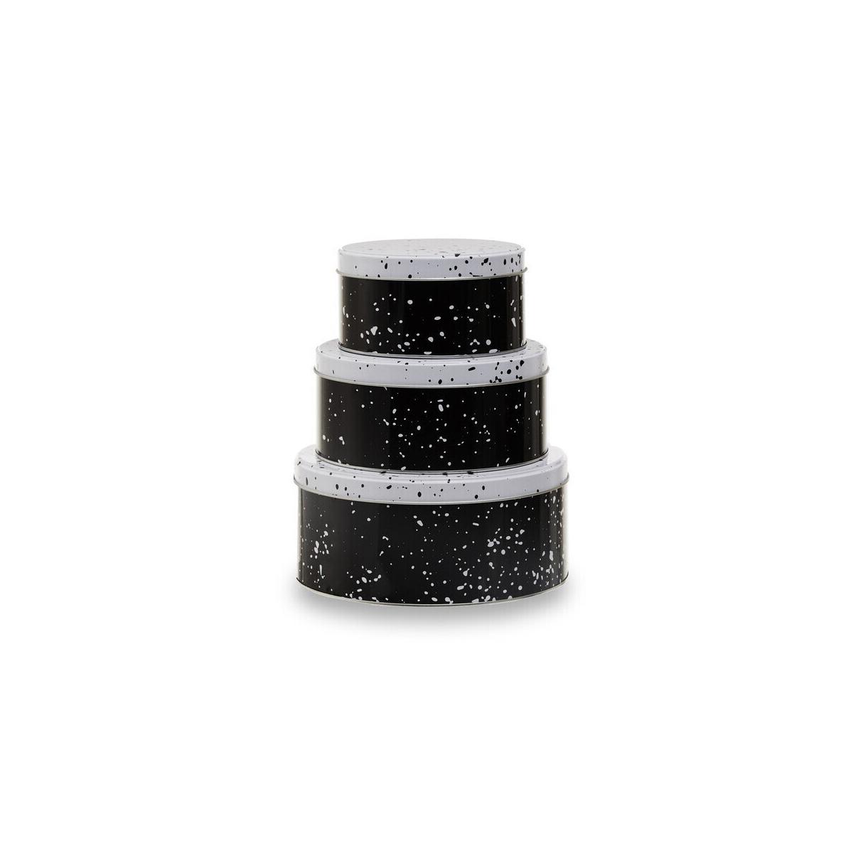 Paice Set Of Three Black And White Storage Tins
