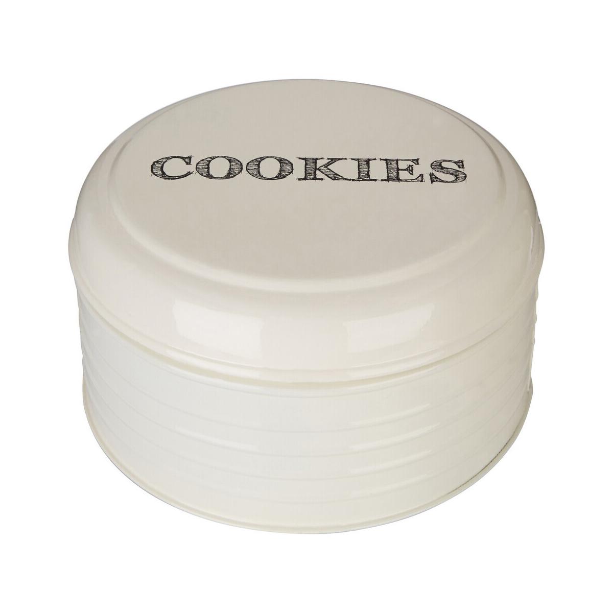 Sketch Cream Finish Round Biscuit Tin