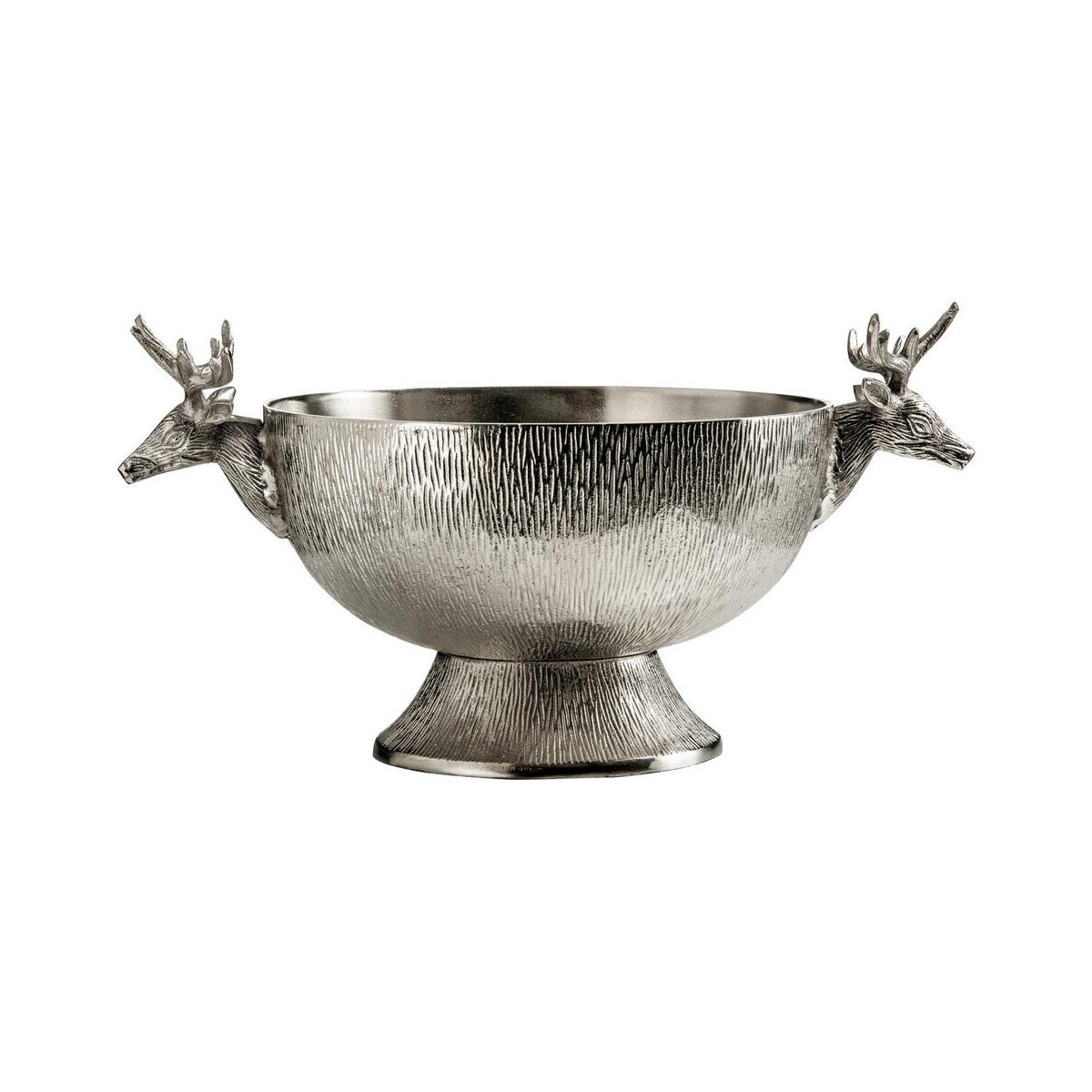 Stag Nickel Finish Punch Bowl