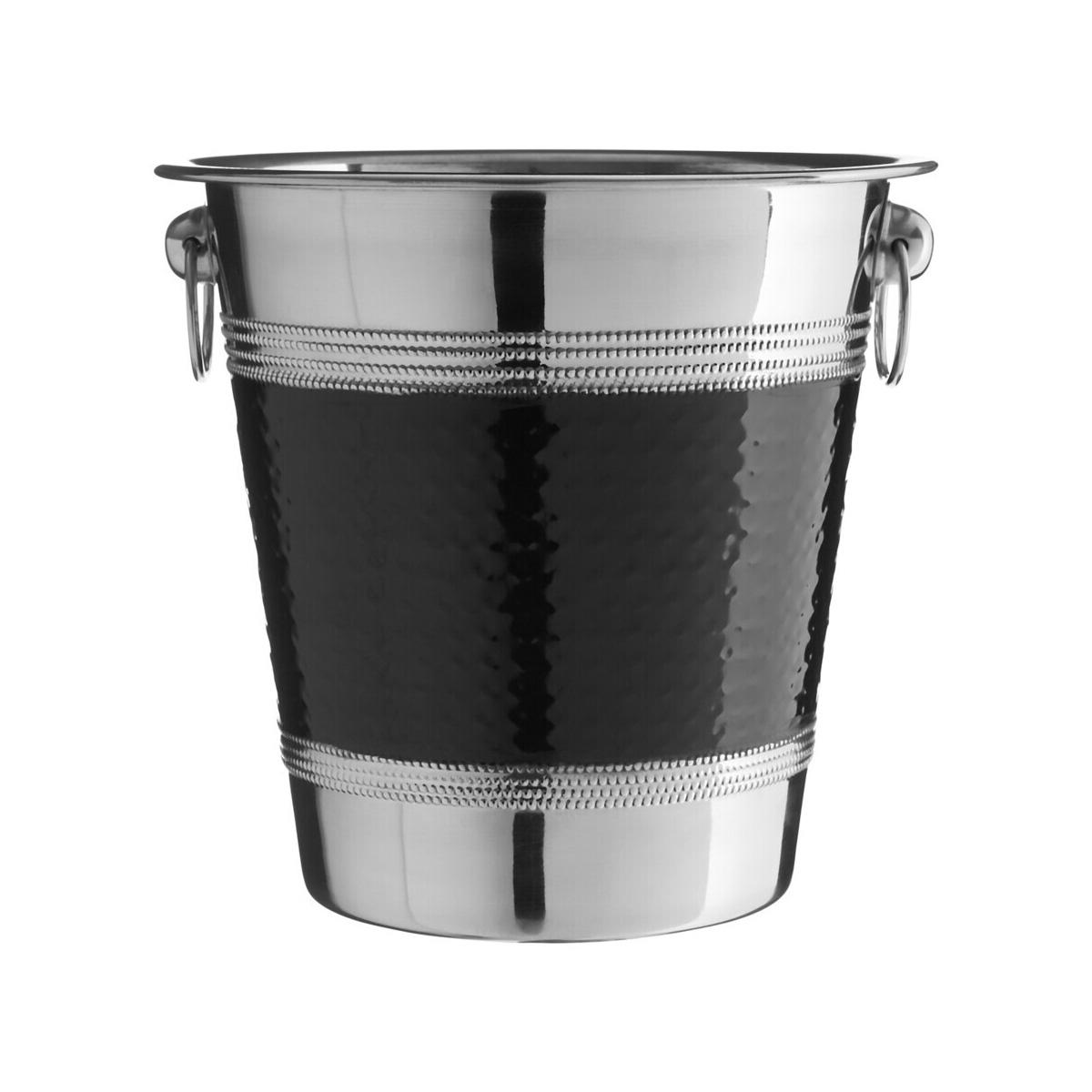Mixology Hammered Stainless Steel With Black Band Champagne Or Wine Bucket