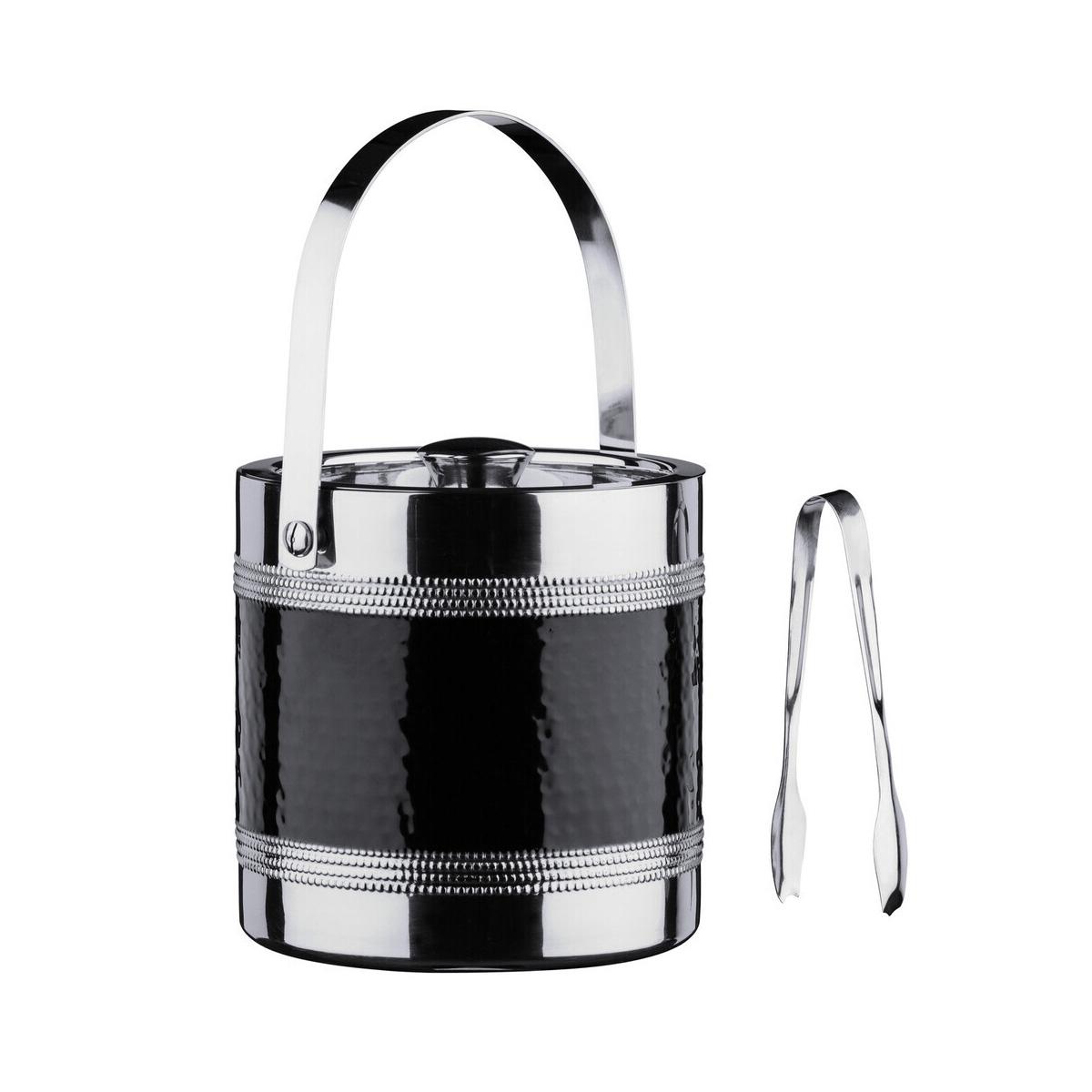 Black Ice Bucket With Tongs