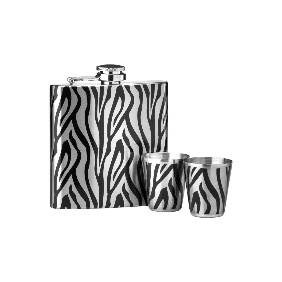 Auden Zebra  Hip Flask and Shot Glasses Set