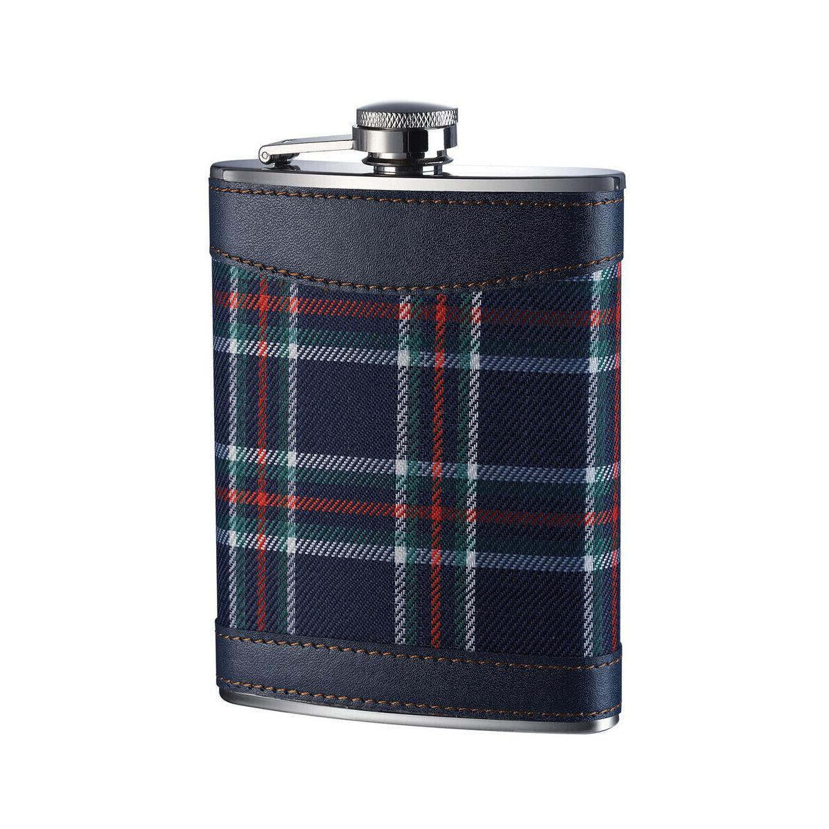Blue Tartan Hip Flask
