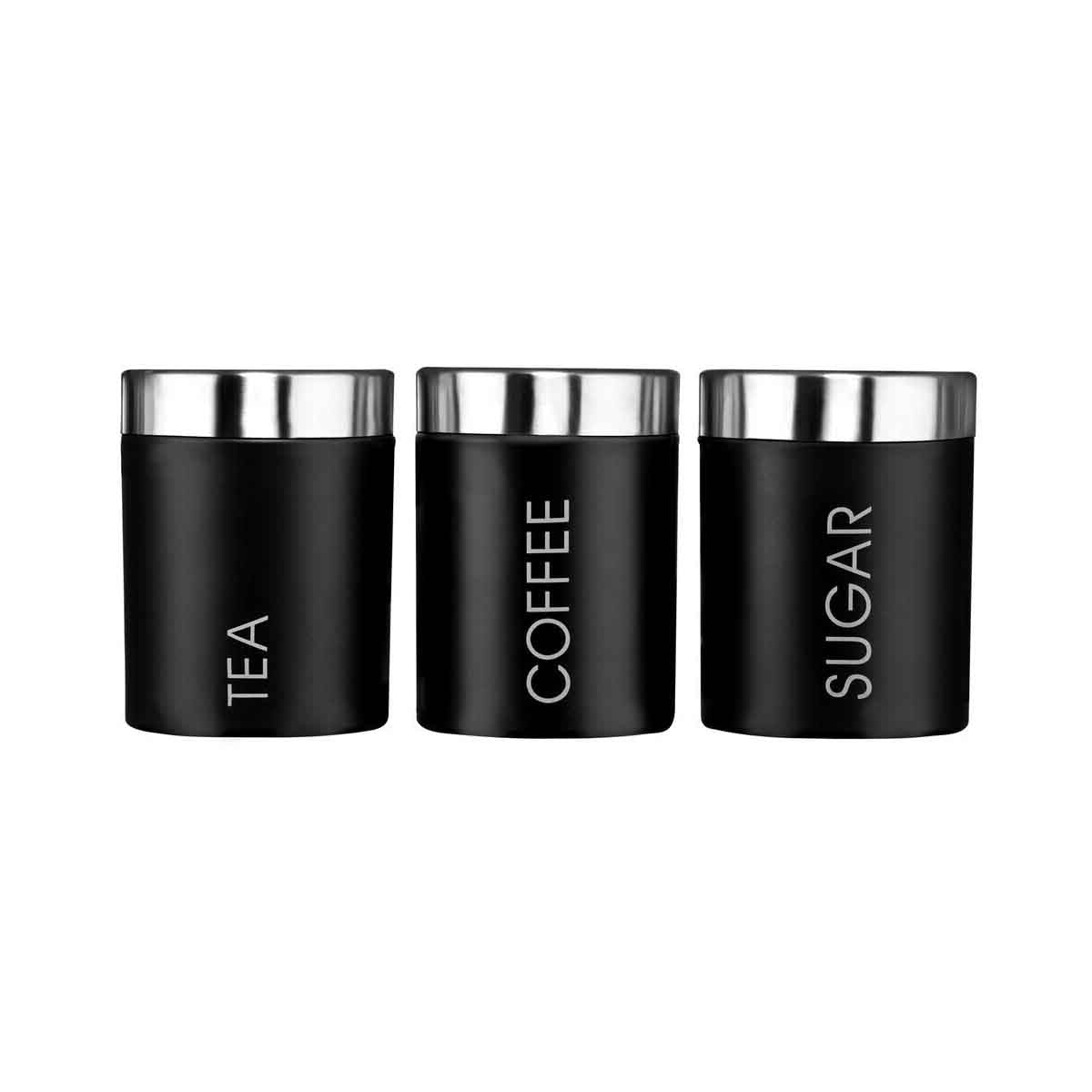 Liberty Black Enamel Tea Coffee and Sugar Set