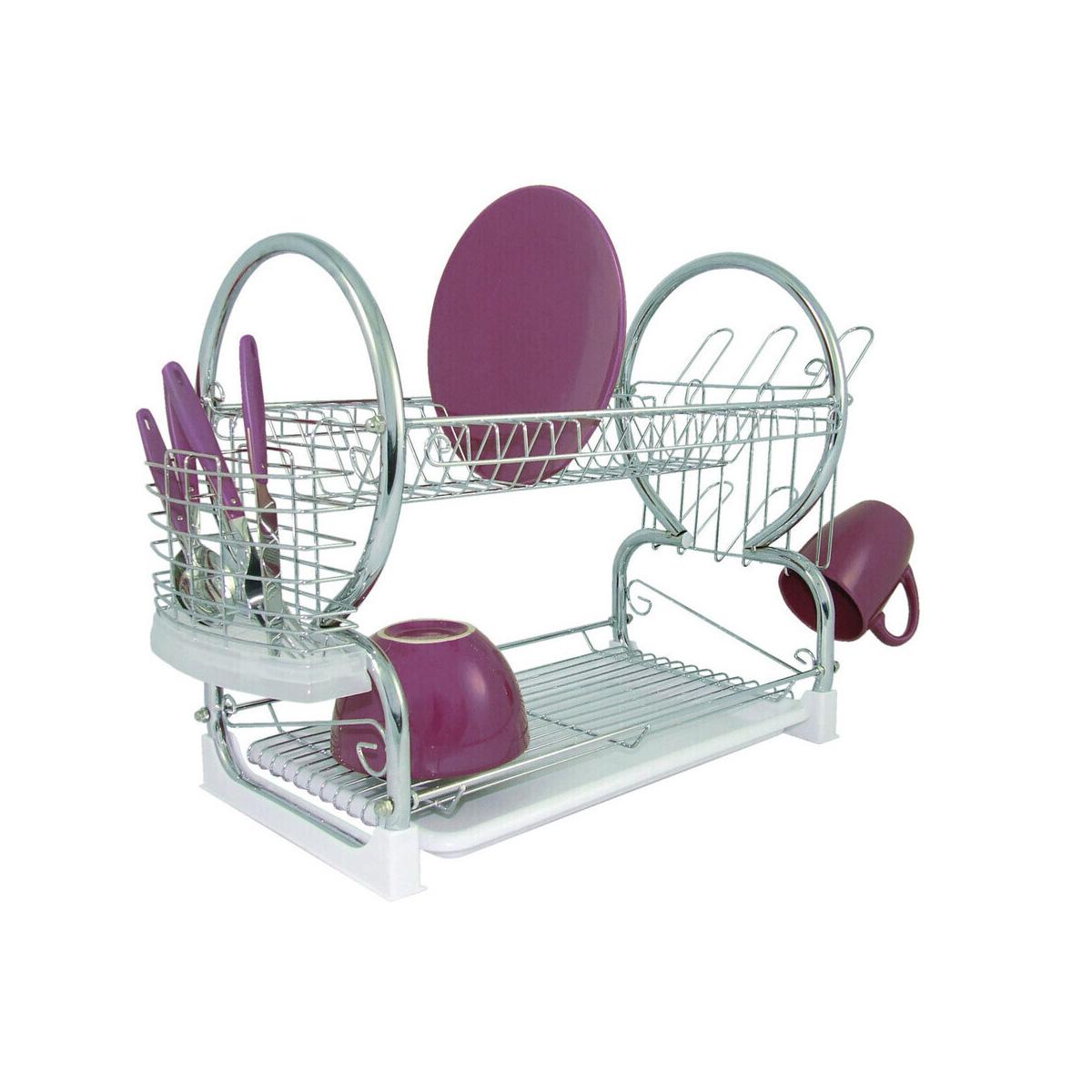 Laurie 2 Tier Dish Drainer with White Plastic Tray