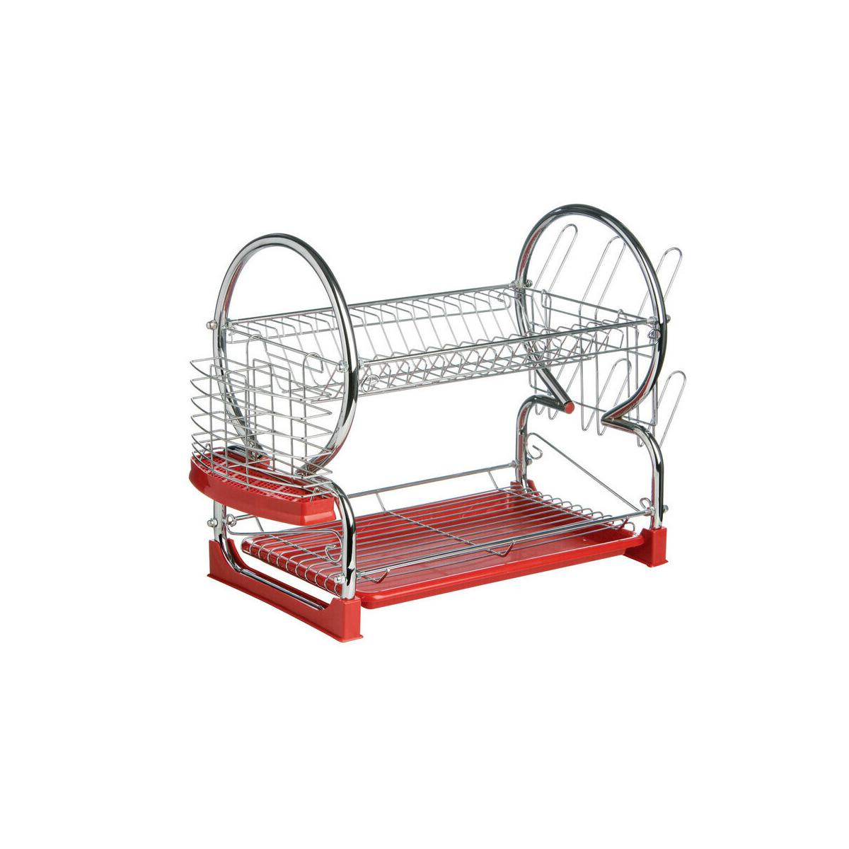 Laurie 2 Tier Dish Drainer with Red Plastic Tray