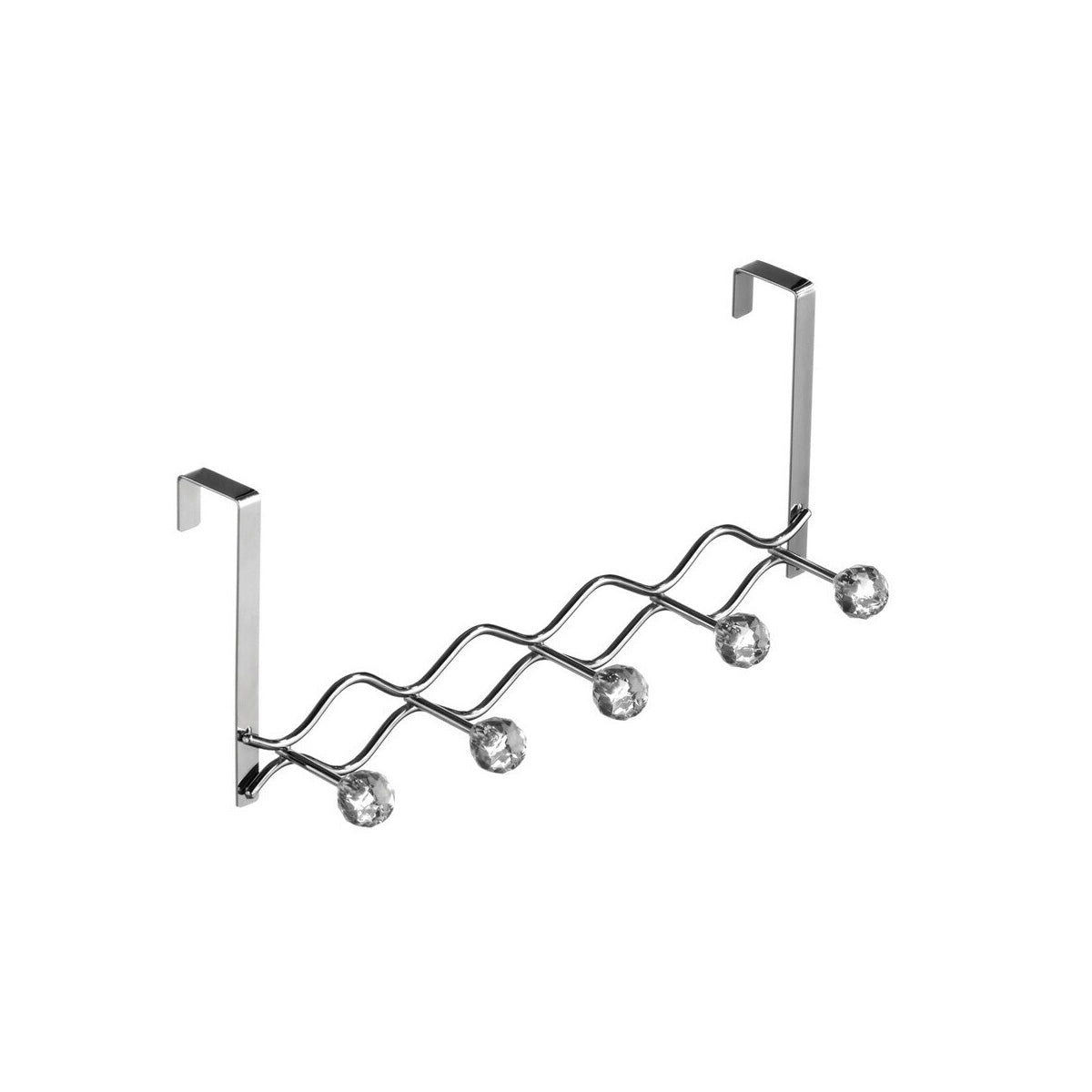Jaxen Chrome Over Door Clear Diamante Five Hook Hanger