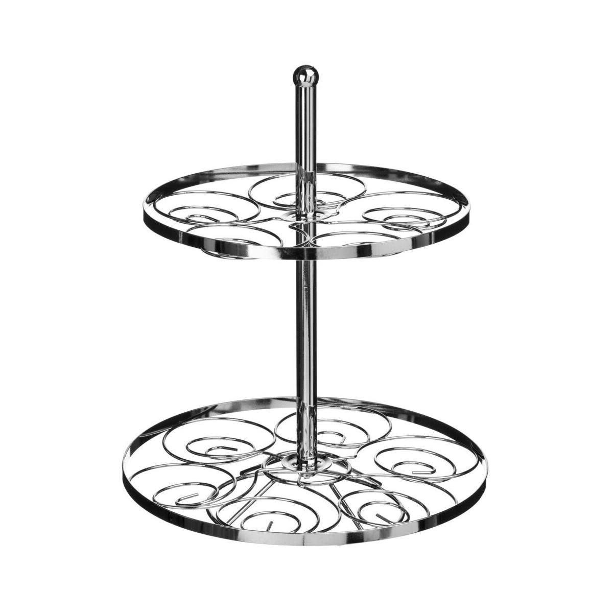 Swirl 2 Tier Chrome Cake Stand