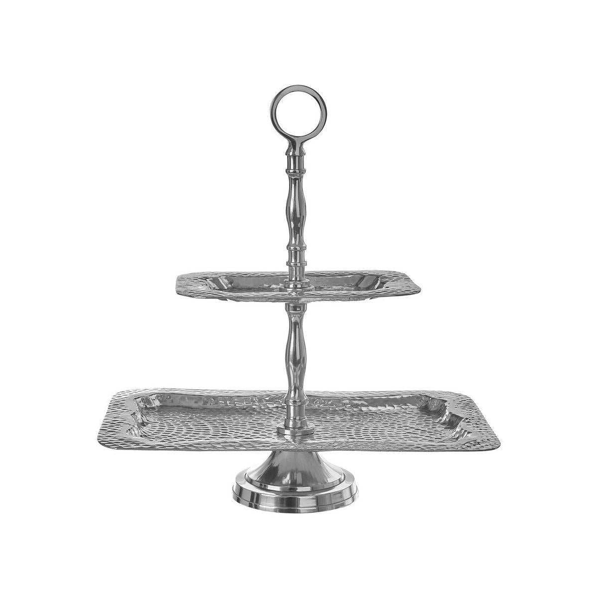 Bailey 2 Tier Hammered Aluminium Cake Stand
