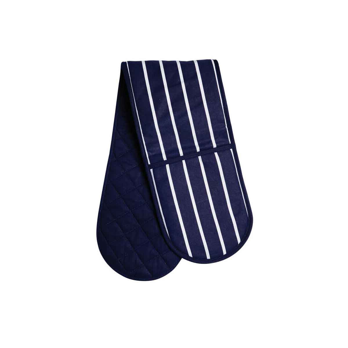 Navy Butcher Stripe Double Oven Glove