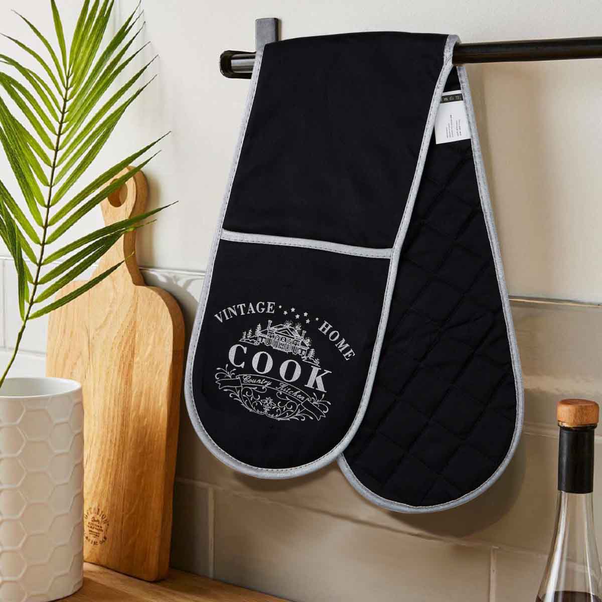 Vintage Home Black Double Oven Glove