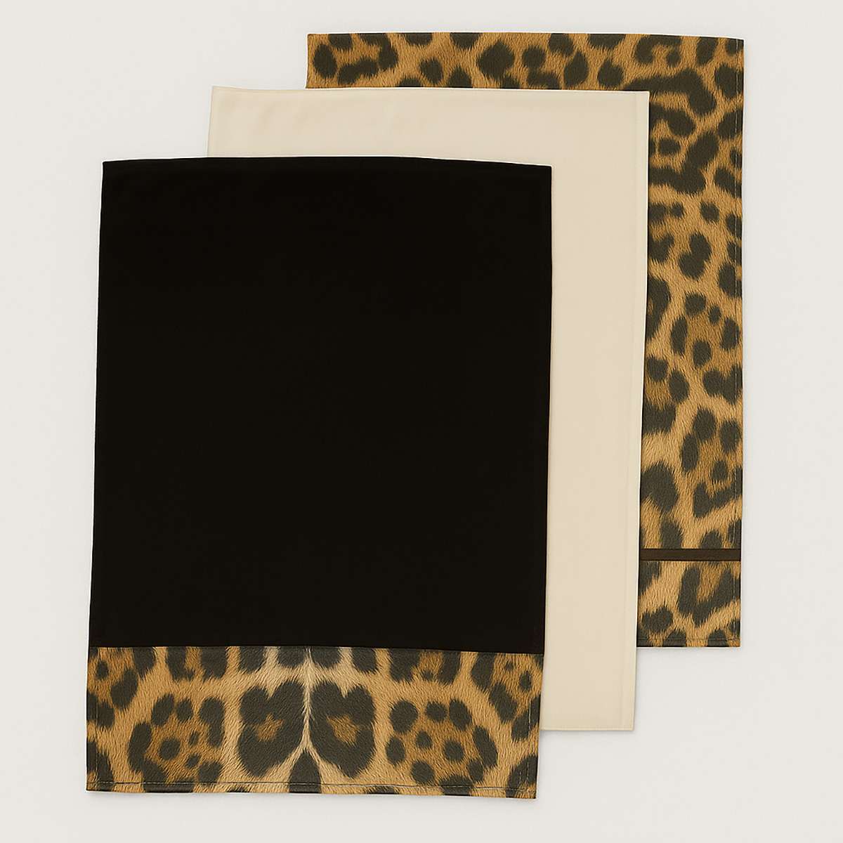 London Leo Set of 3 Tea Towels in Leopar