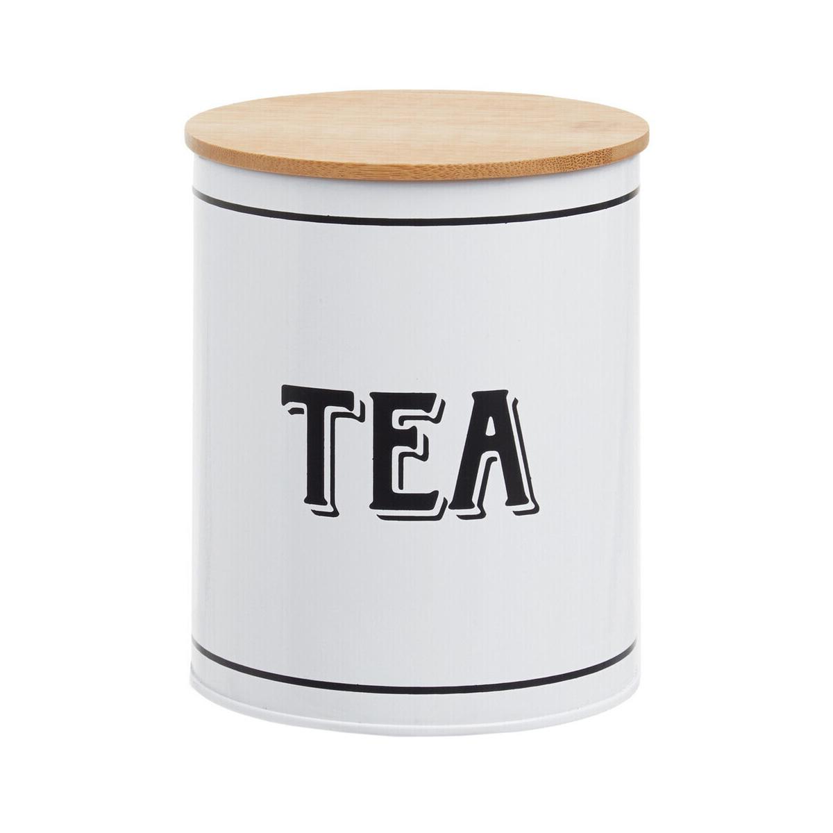 Grocer White Metal Tea Canister